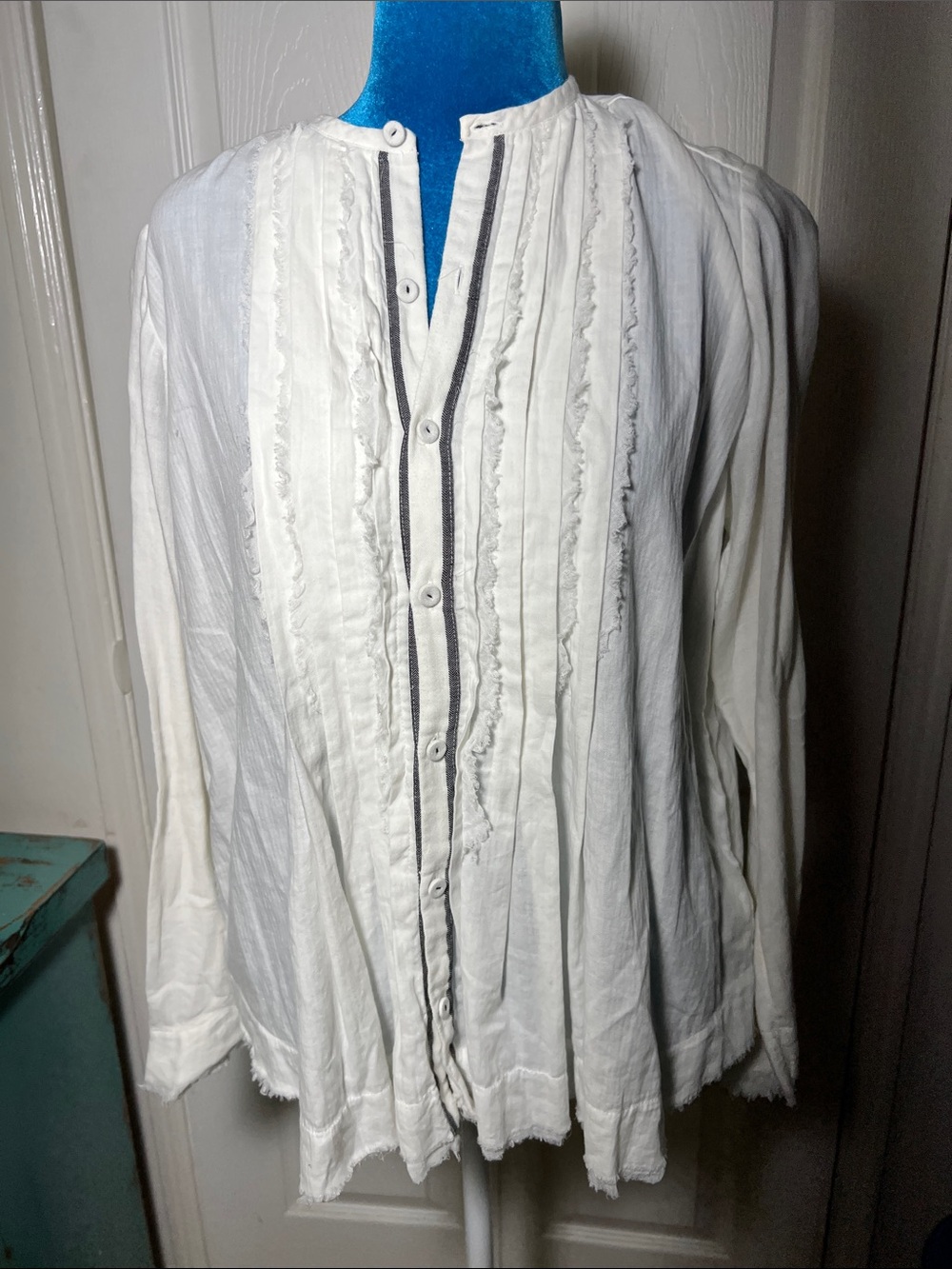 Pas De Calais Natural Works Project Cotton White Button Down Blouse Women’s 34 S - Picture 2 of 8
